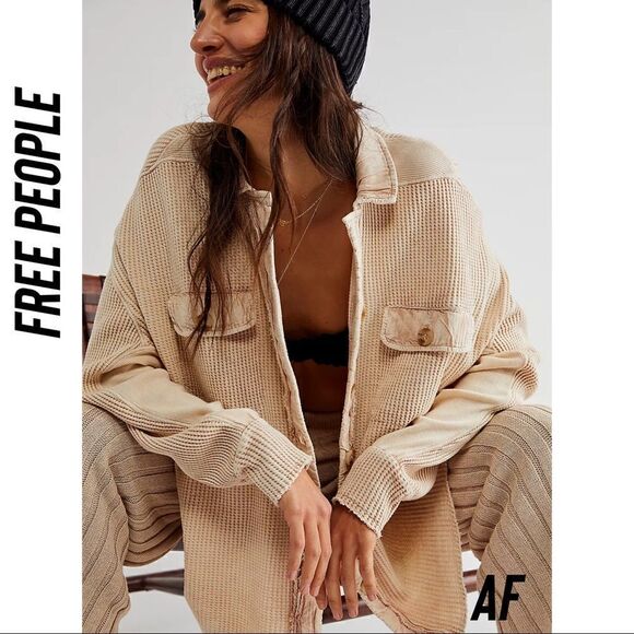 FREE PEOPLE ONE SCOUT JACKET SAND NWT MEDIUM - Picture 1 of 8